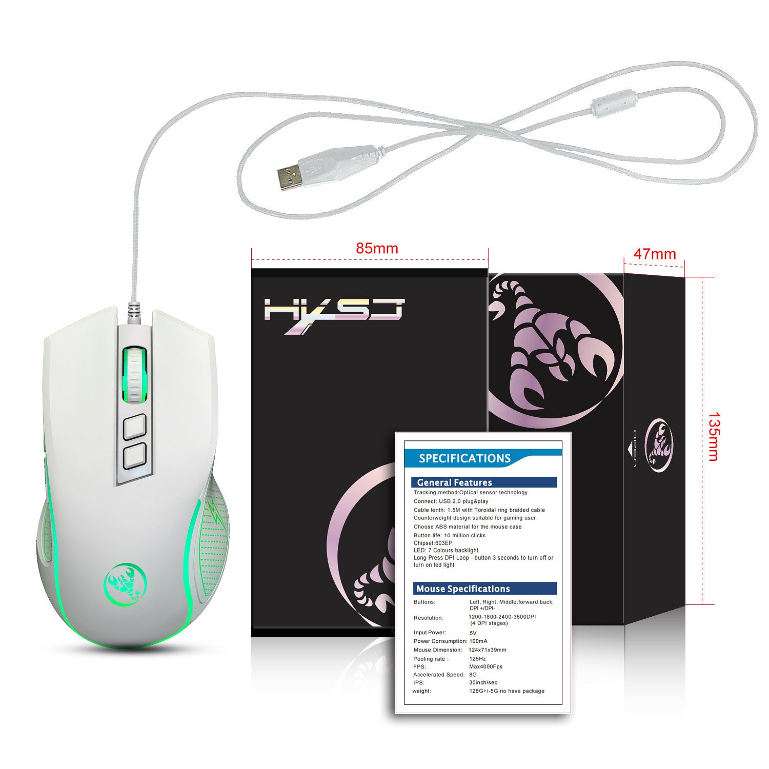 X100 wired gaming mouse with colorful glowing e-sports office mouse adjustable 3600dpi - Gaming Empire