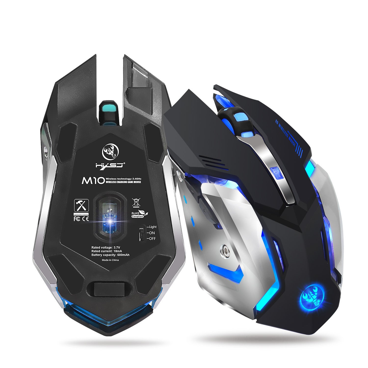 Wireless gaming mouse rechargeable 2.4G mouse with built-in 600mAh RGB illuminated business office mute mouse - Gaming Empire