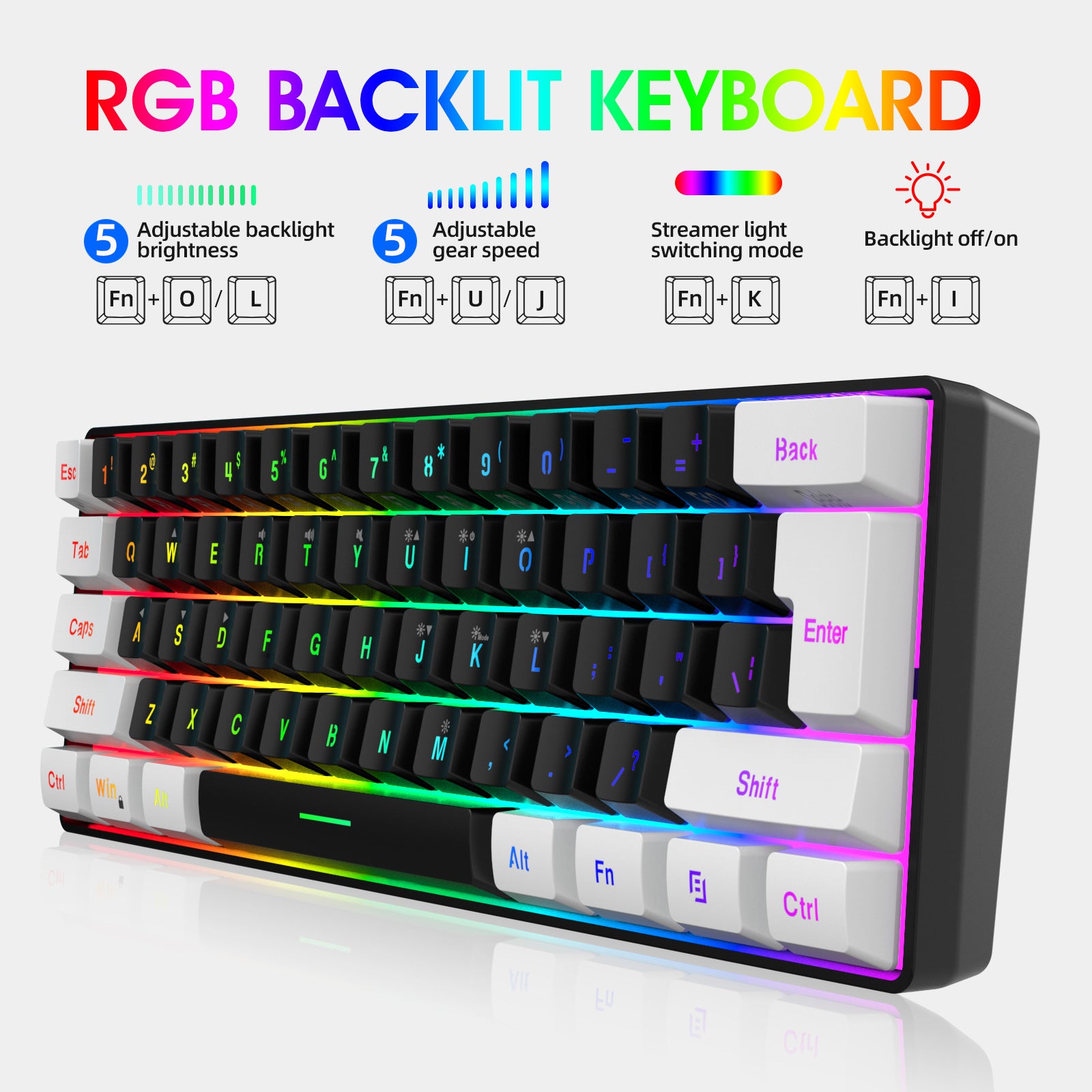 Mini 61 Key RGB Keyboard and Mouse Set Type-C Keyline Separate Connection Gaming Keyboard and Mouse - Gaming Empire