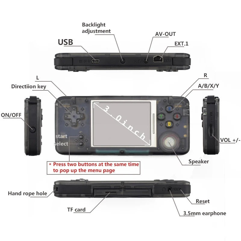 Long GBA retro handheld console retro game classic retro mini game handheld game console can connect to TV - Gaming Empire