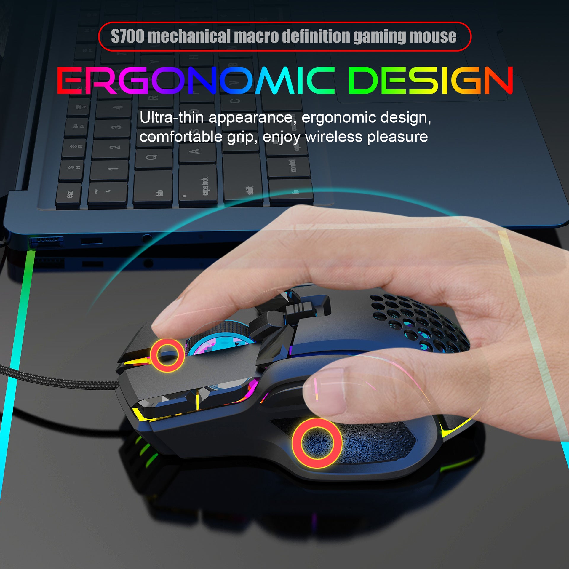 Gaming gaming mouse macro programming cool RGB lighting 12800 DPI adjustable mechanical mouse - Gaming Empire
