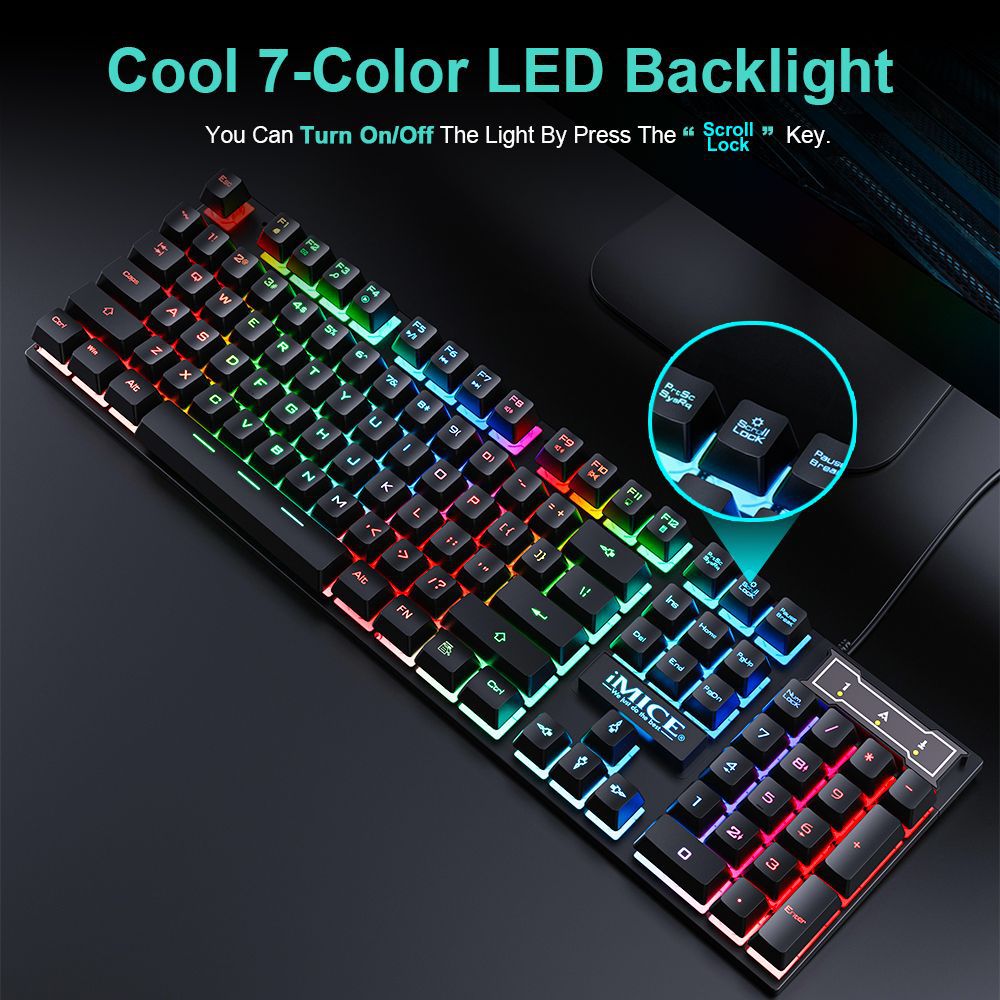 Wired gaming keyboard floating keycap rainbow backlit keyboard and mouse set AN-300 - Gaming Empire