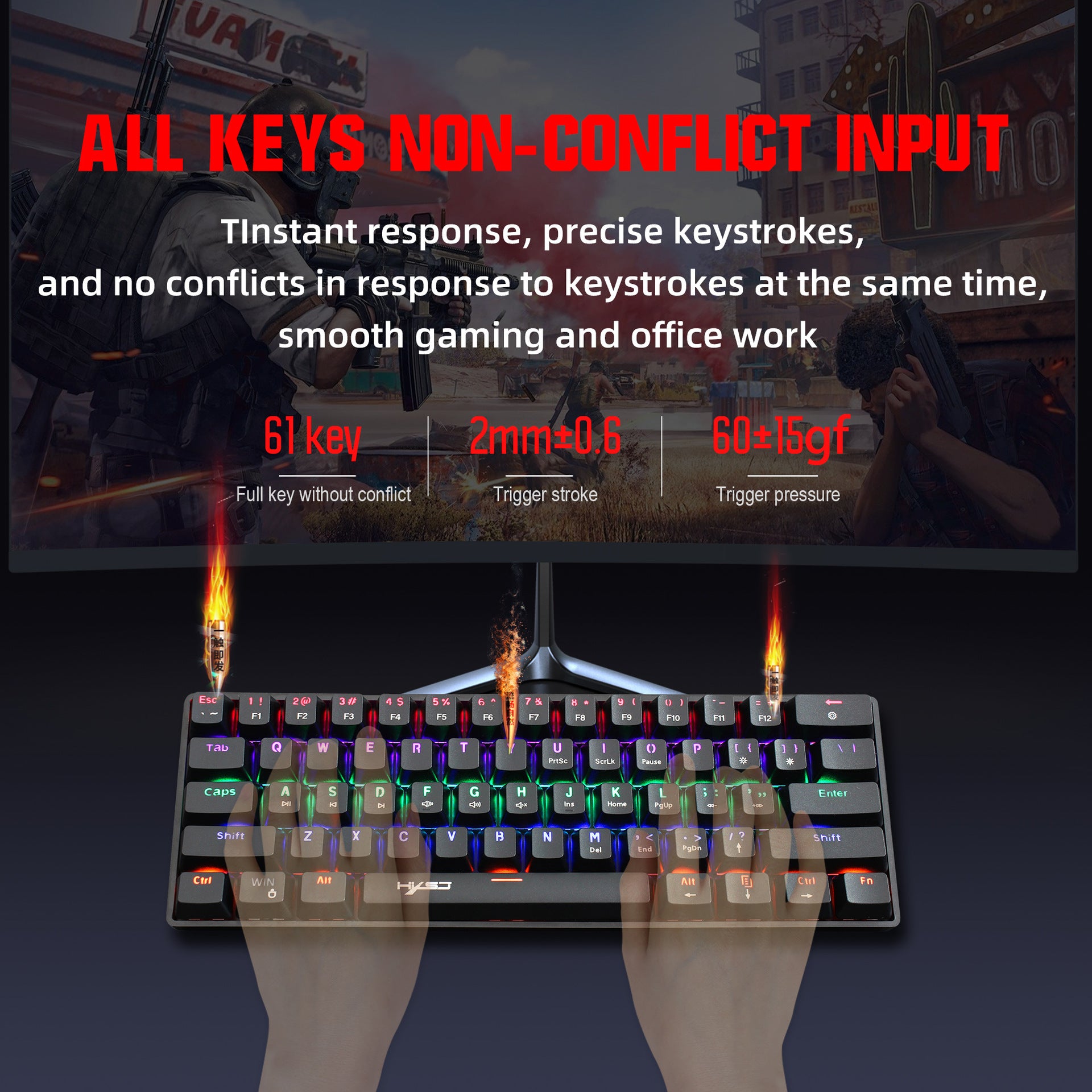Mechanical 61 keyboard wired blue axis office keyboard gaming gaming illuminated RGB mechanical keyboard - Gaming Empire