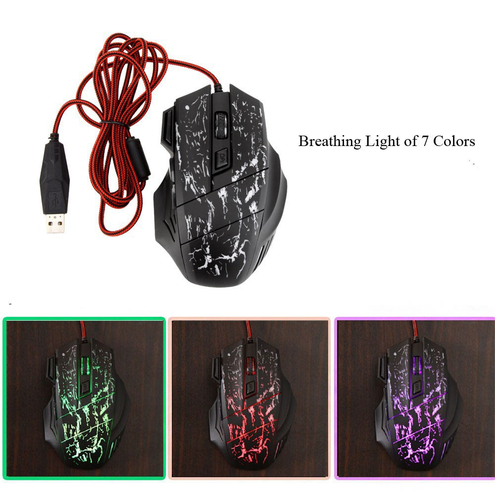 HXSJ Flow Crack Gaming Mouse Colorful Luminous MOUSE 7D Gaming Mouse - Gaming Empire
