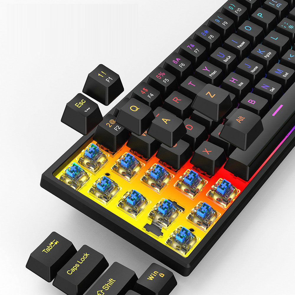 Plug in mechanical keyboard with blue shaft and 61 keys, mini portable wired detachable mechanical keyboard for esports - Gaming Empire