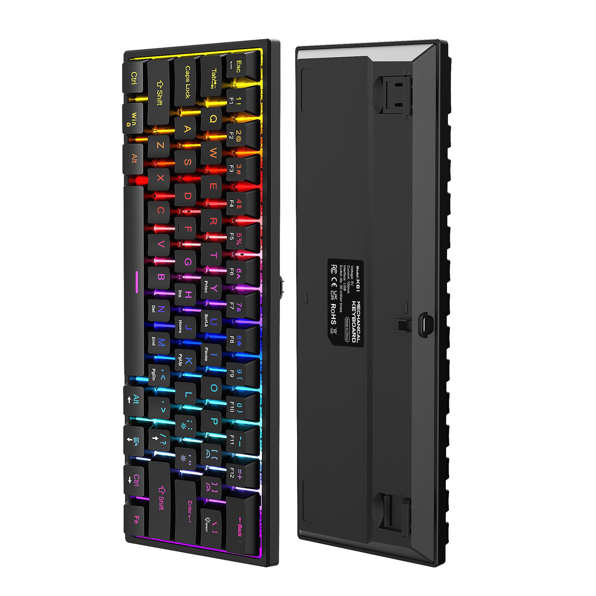 Plug in mechanical keyboard with blue shaft and 61 keys, mini portable wired detachable mechanical keyboard for esports - Gaming Empire
