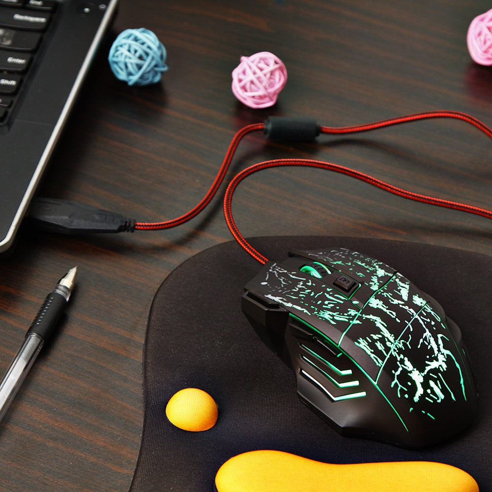 HXSJ Flow Crack Gaming Mouse Colorful Luminous MOUSE 7D Gaming Mouse - Gaming Empire