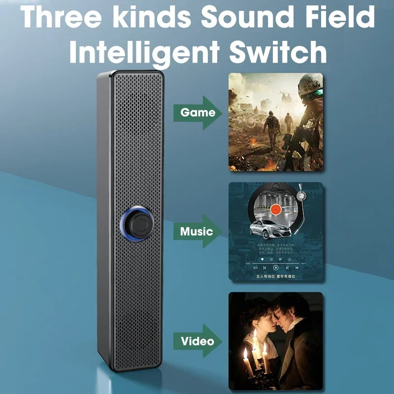 PC Soundbar Wired and Wireless Bluetooth Speaker USB Powered Soundbar for TV Pc Laptop Gaming Home Theater Surround Audio System - Gaming Empire