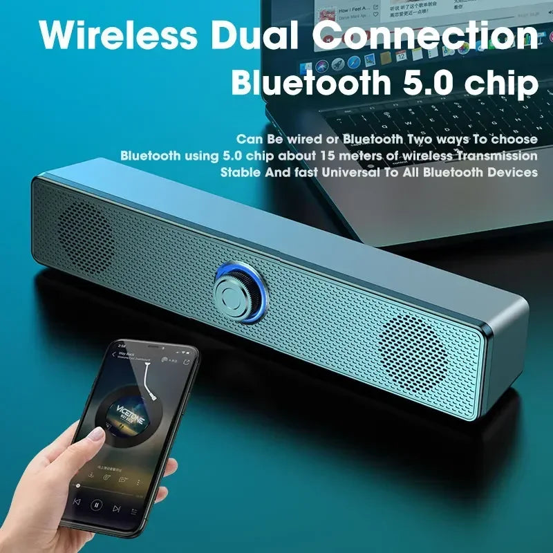PC Soundbar Wired and Wireless Bluetooth Speaker USB Powered Soundbar for TV Pc Laptop Gaming Home Theater Surround Audio System - Gaming Empire