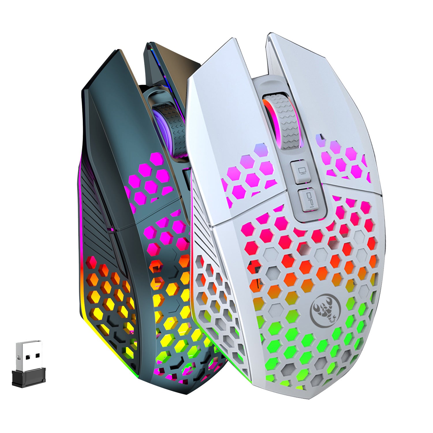 Lightweight hollow hole mouse, wireless rechargeable gaming light emitting computer, laptop, office mouse - Gaming Empire