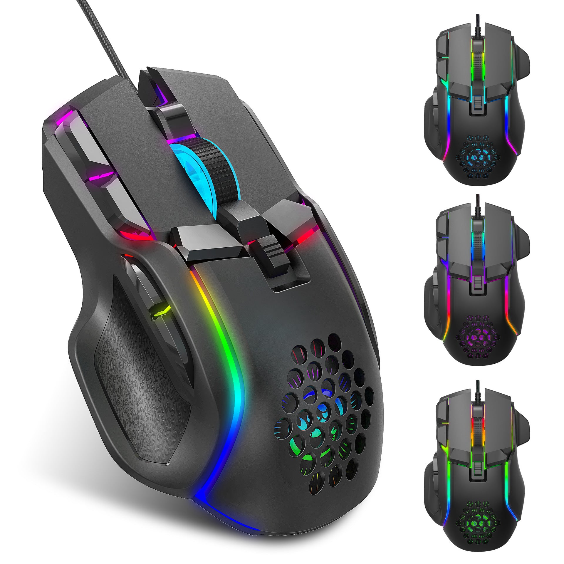 Gaming gaming mouse macro programming cool RGB lighting 12800 DPI adjustable mechanical mouse - Gaming Empire