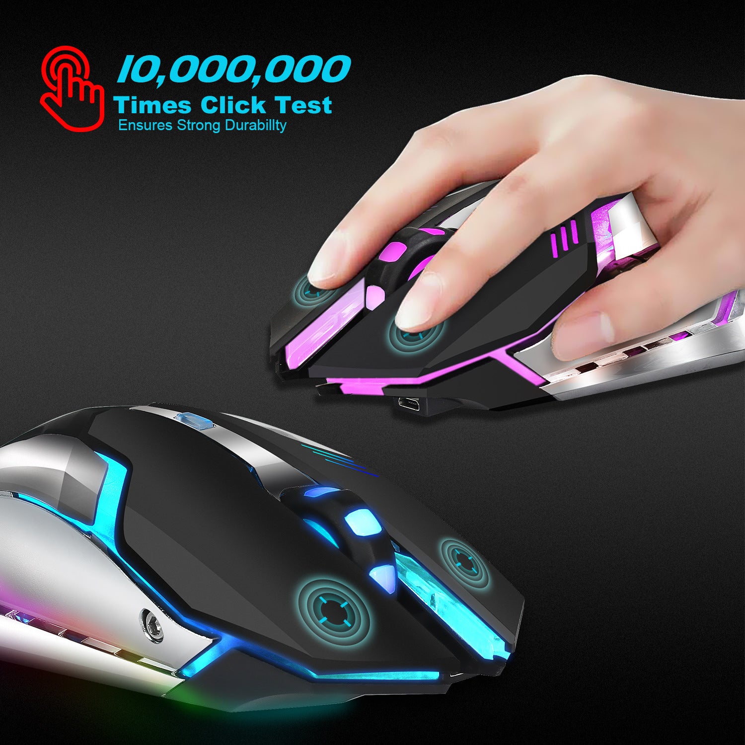 Wireless gaming mouse rechargeable 2.4G mouse with built-in 600mAh RGB illuminated business office mute mouse - Gaming Empire