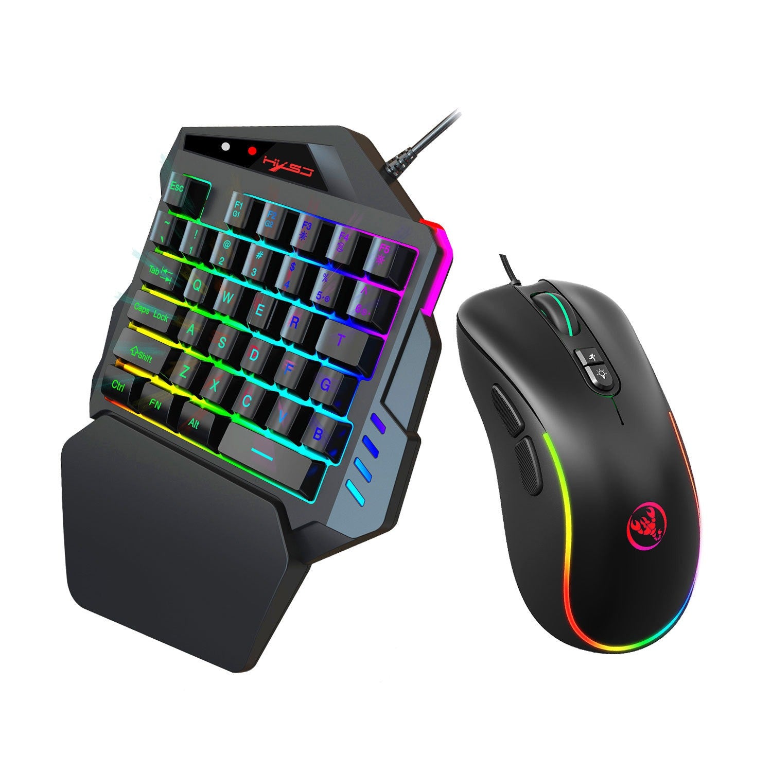 V500 gaming one handed keyboard RGB illuminated keyboard built-in converter supports PS3 and PS4 gaming consoles - Gaming Empire