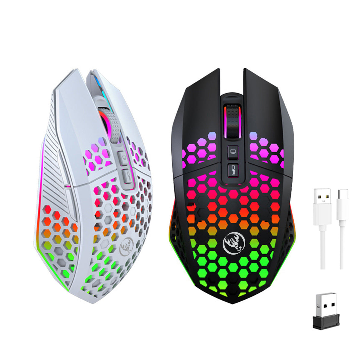 Lightweight hollow hole mouse, wireless rechargeable gaming light emitting computer, laptop, office mouse - Gaming Empire