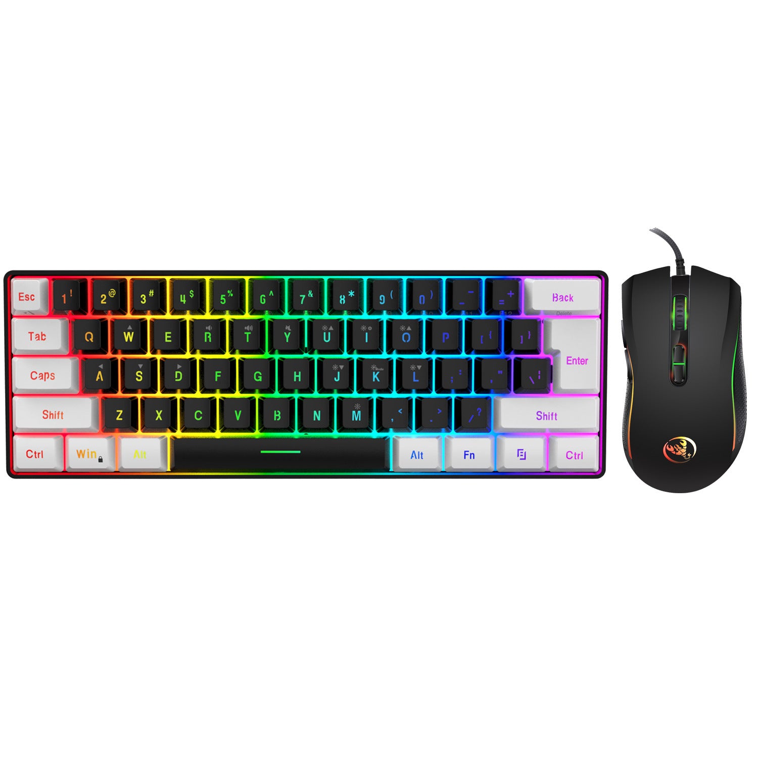Mini 61 Key RGB Keyboard and Mouse Set Type-C Keyline Separate Connection Gaming Keyboard and Mouse - Gaming Empire