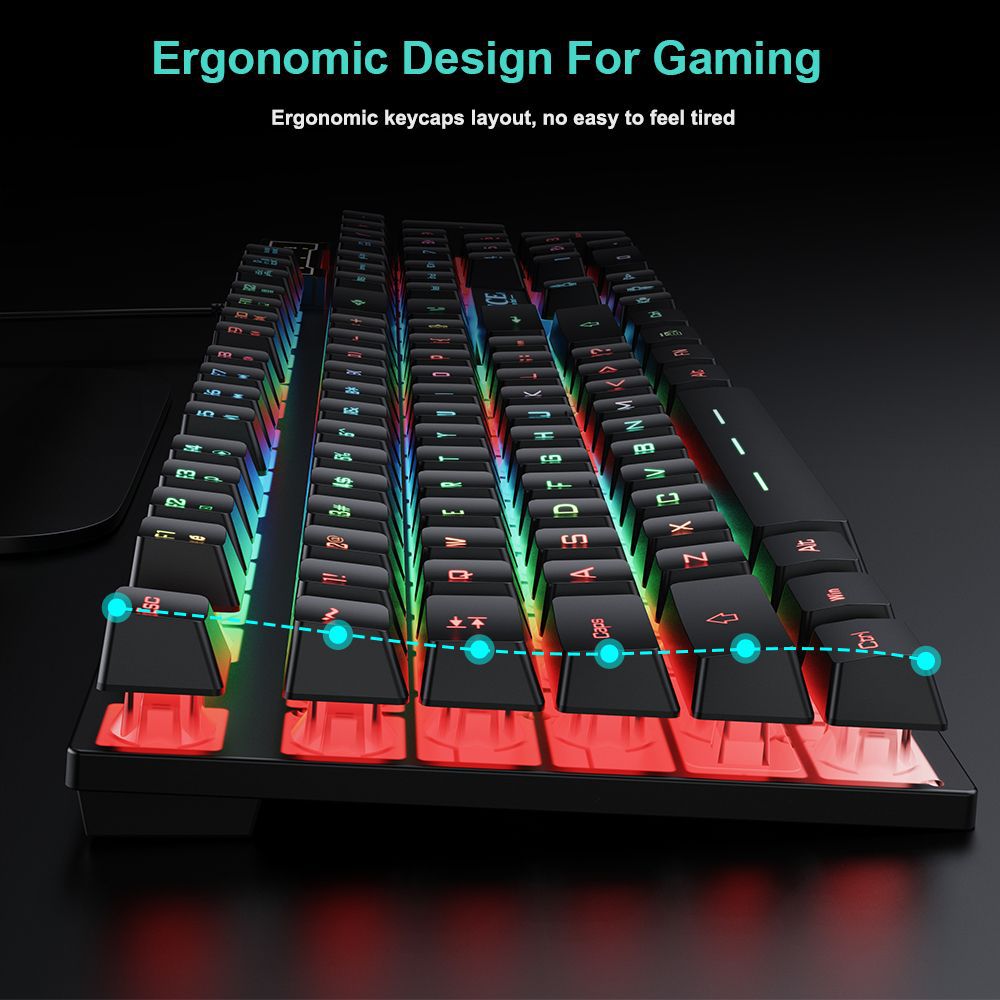 Wired gaming keyboard floating keycap rainbow backlit keyboard and mouse set AN-300 - Gaming Empire