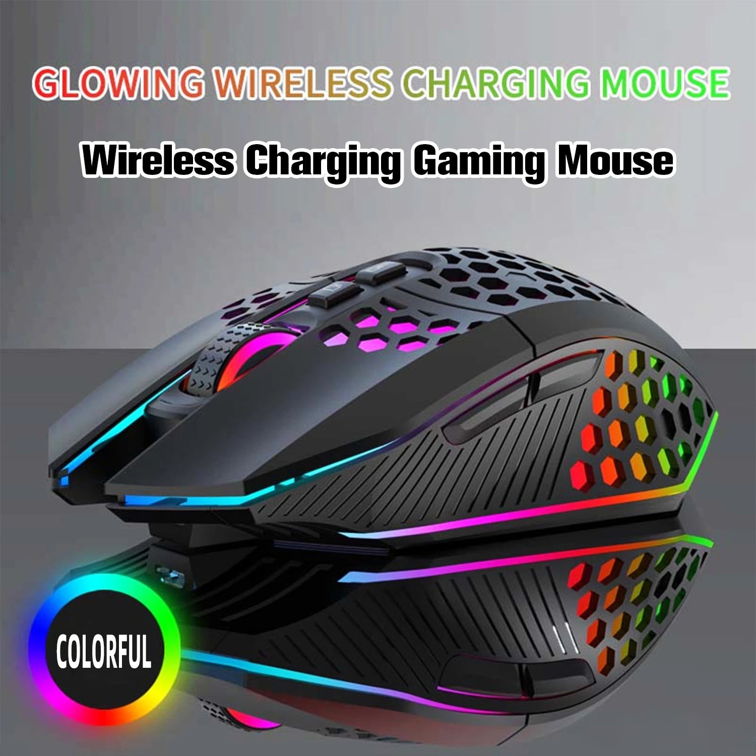 Lightweight hollow hole mouse, wireless rechargeable gaming light emitting computer, laptop, office mouse - Gaming Empire